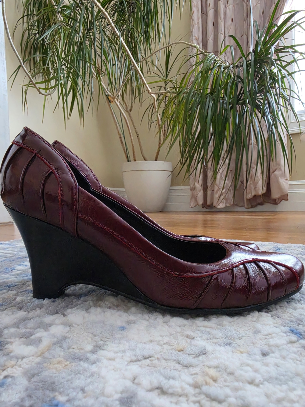 Feet First Burgundy Wedge Pumps
